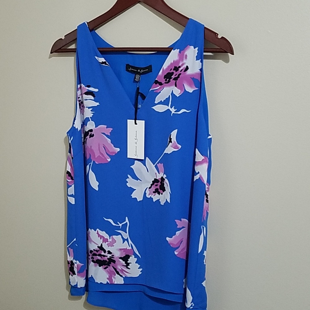 Blue floral tank top - Picture 3 of 4